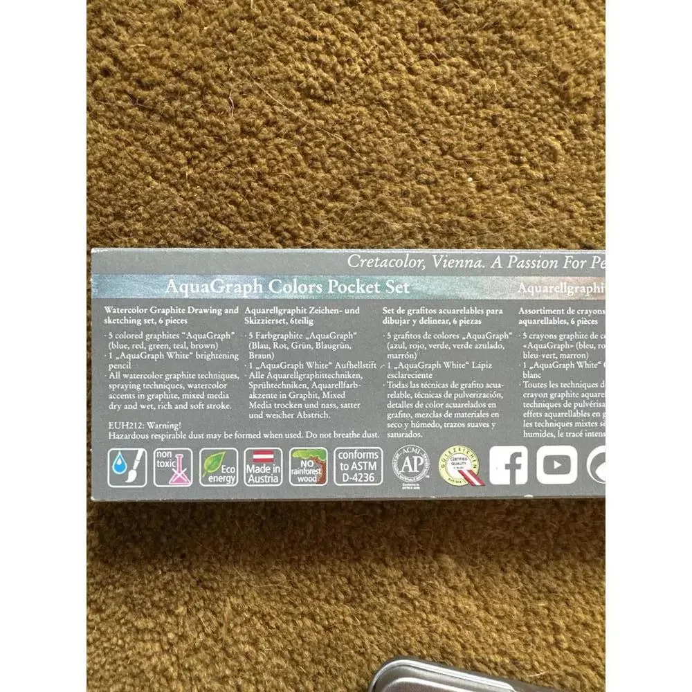 Cretacolor AquaGraph Colors Pocket Set – 6 Watercolor Graphite Pencils, New - Picture 2 of 4